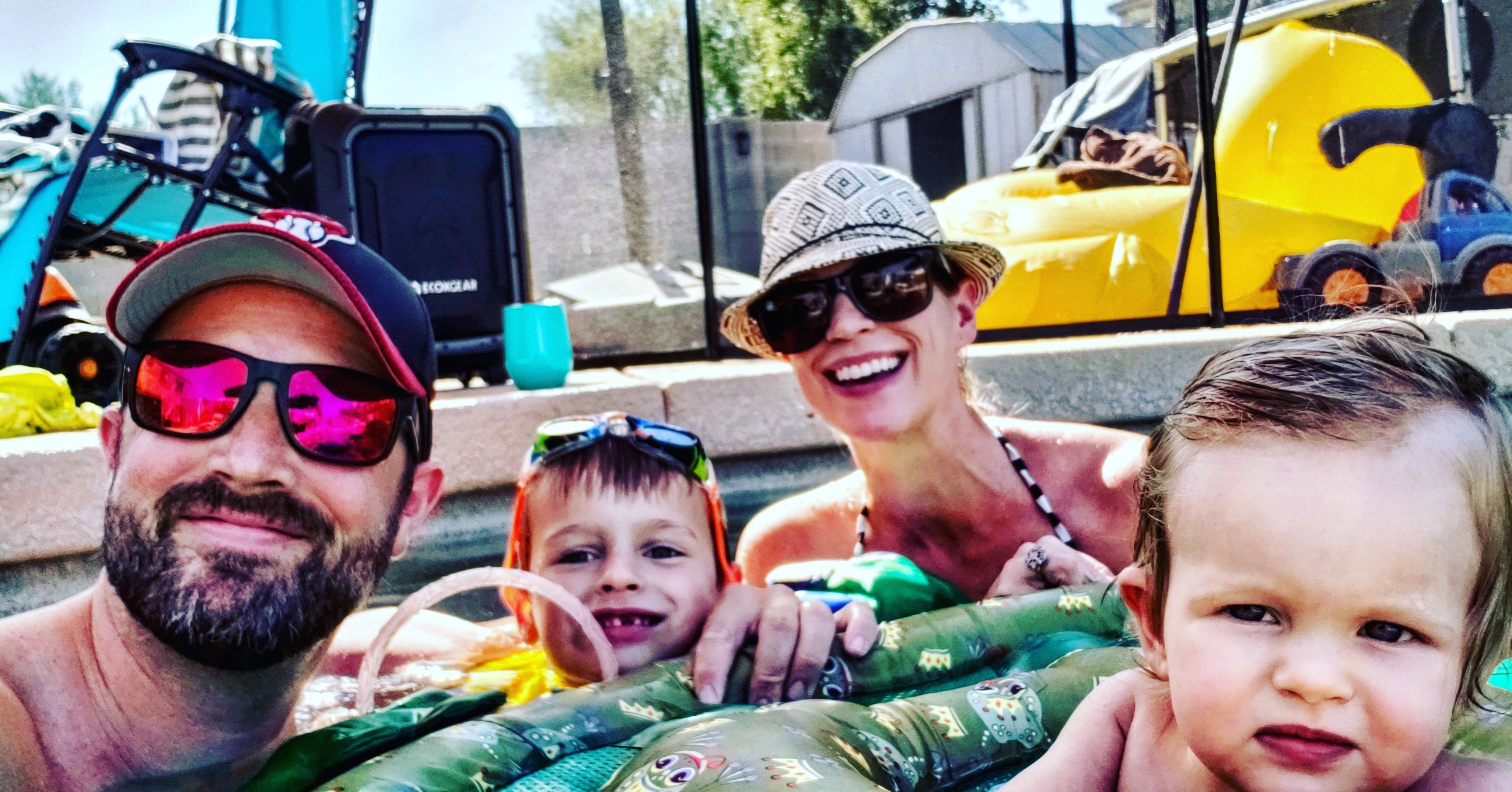 Mead Family hanging out in the pool