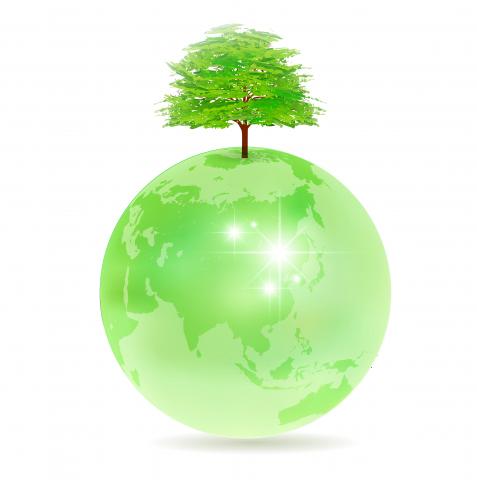 VOPlanet tree growing on a green earth