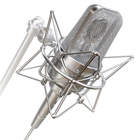 silver professional voice over microphone