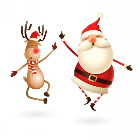 Holiday Character Voice Overs Santa and reindeer dancing