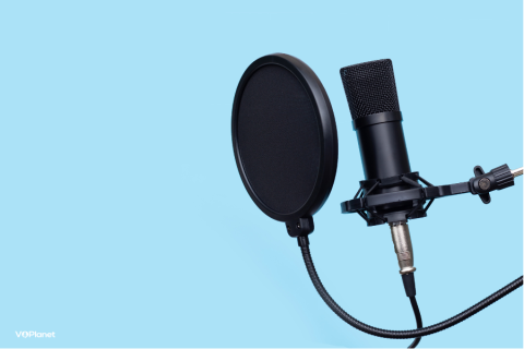 Do I Need a Pop Filter For Voice Overs? Microphone with a pop filter on a blue background Do I Need A Pop Filter For Voice Overs