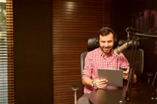 Voice Actor In Studio Voice Actor Voicing Script In Studio