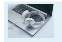 Do Buyers Really Listen to Voice Over Auditions? a pair of headphones sitting on the keyboard of an open laptop