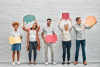 Sounding Human Might Be the Most Marketable Thing About You A diverse group of people standing and holding colorful speech bubbles