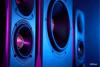 A close up of professional audio speakers